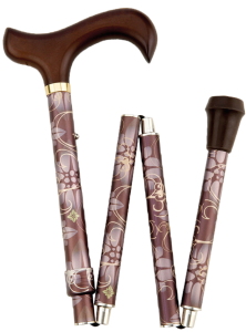 Kokoontaittuva kävelykeppi kauniilla kuviolla